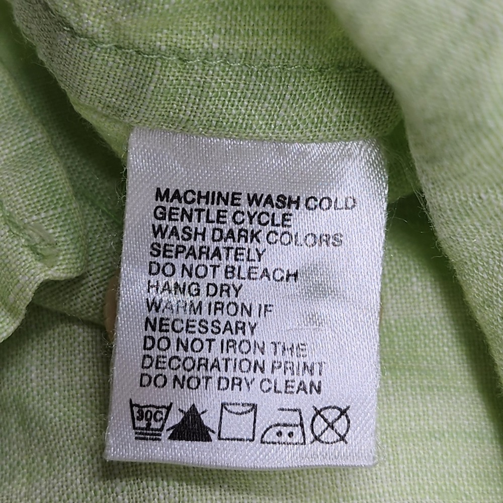 Tommy Bahama Linen Camp Shirt Mens Large Light Green Short Sleeve Hawaiian - Picture 7 of 7